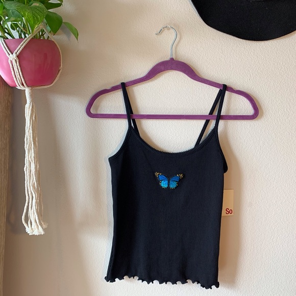 Brandy Melville Tops - ✨2/$15✨ NWT Blue Butterfly Ribbed Tank Top
